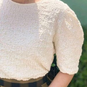 New Korean Short Sleeves Puffed Blouse