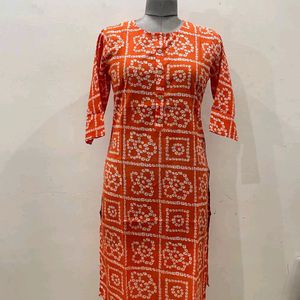 Printed Straight Kurti (100% Cotton)