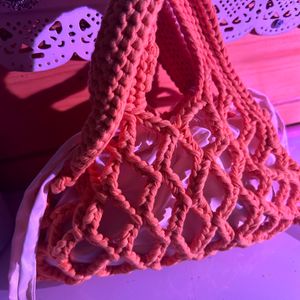 GUESS Orange Crochet Bag with Inner Pouch