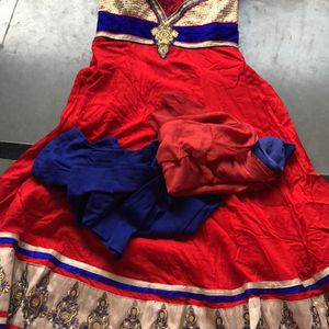 Blue And Red Kurti Set