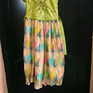 Multicoloured Long Frock For 6-8yr Girls