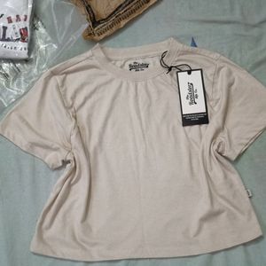 Beige Boxy Fit Tee For Women