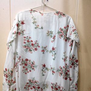 Pretty White Floral Printed Top (Women)