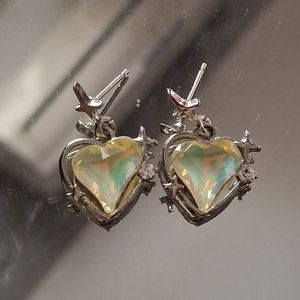 Korean Retro Crystal Heart Earrings