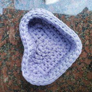 Lilac Heart Crocheted Basket