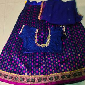 Beautiful Half Saree With Maggam Work Blouse