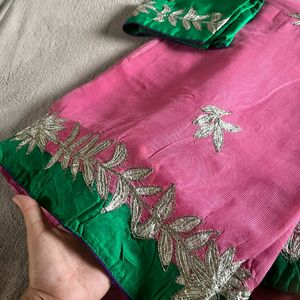 Pink Saree With Blouse