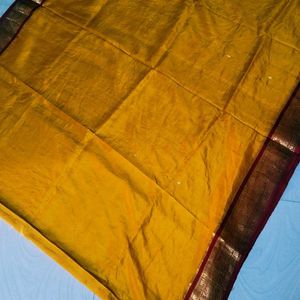 Yellow N Red Colour Pure Gadwal Saree