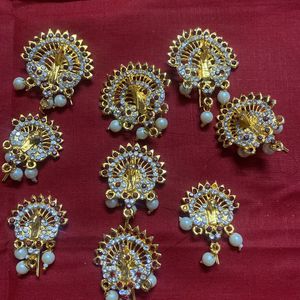 SET OF 9 PEACOCK HAIR PINS