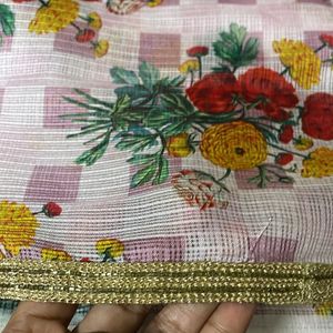 Printed  Linen kota Saree