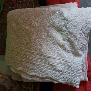 Chikankari Handwork White Kurta With Dupatta