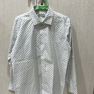 White Printed Formal Shirt