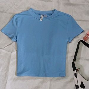 Basic Blue Baby T-Shirt Pinterest H&M Fitted Top