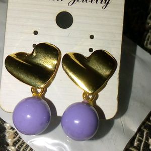 Trendy Golden Heart With Pearl Drop Korean Earring