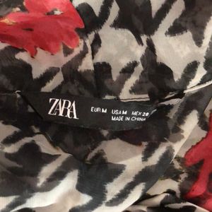 Zara Floral Houndstooth Shirt