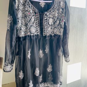 Chikankari Black Kurti