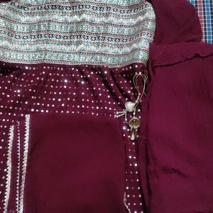 Short Designer Kurti With Long Skirt And Dupatta