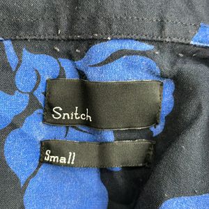 Snitch Blue With Black Printed Shirt