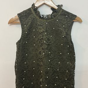 Green Lace Top With Cotton Lining