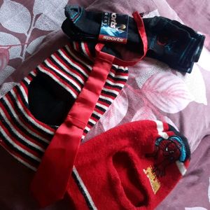 Combo Of 2 Waistcoat Monkey caps Tie Belt Socks