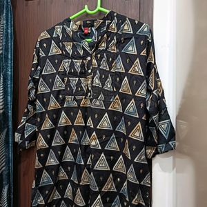 Black And Golden Print Short Kurti Tunic[ xl ]