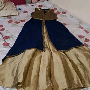 Woman Ethnic Golden Skirt With Kurta Dress