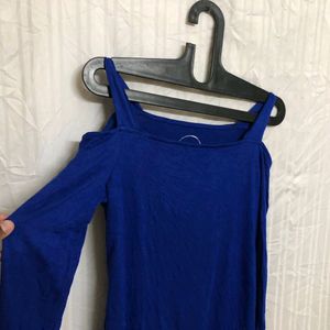 Blue Cold Shoulder Top