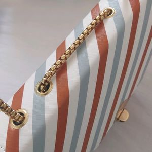 White And Blue Striped Slingbag