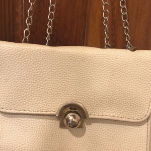 White Sling Bag With Adjustable Chain