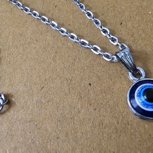 Evil Eye Pendant With Silver Chain