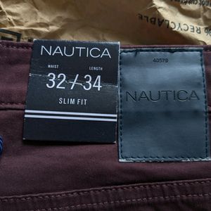 Nautica Smart Trousers Maroon New (W32-34)