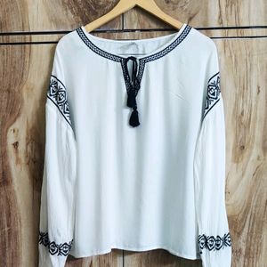 White Embroidery Work Top Size-44