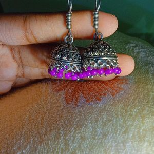 A Beautiful Pair Of  Purple Jhumka