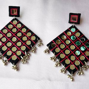 Fabric Handmade Mirror Earrings