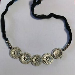 Oxidised Choker Necklace With Latkans