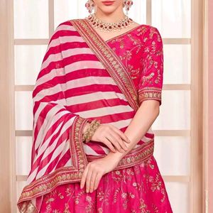 Pink Lehanga With Lehriya Dupatta