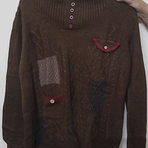 Cute Brown Girls Sweater Turtleneck Jumper