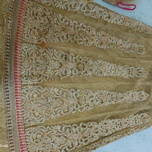 Golden Pink Red Lehenga