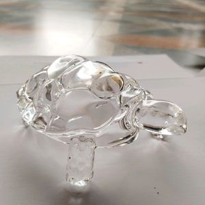 Glass Crystal Turtle Tortoise with Plate