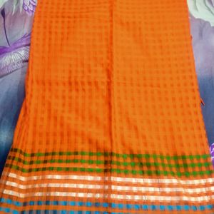 Bright Orange Saree