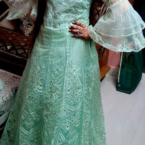 Pastel Green Colour Wedding Wear Dress