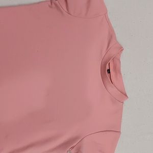 New T Shirt Peach Color For Womens Highneck