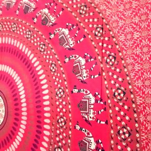 Bombay Hyies Cotton Fabric Red Designed Bed Sheet