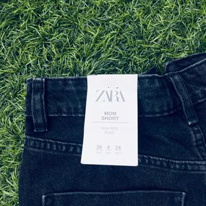 Zara High-Rise Mom Fit Trendy Denim Shorts