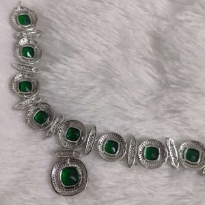 American Diamond Nano Setting Emerald Green Set