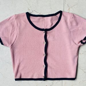 Pink And Black Crop Top