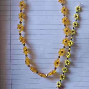 Sunflower Necklace And Bracelet Set