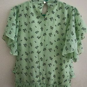 Green Colour Flare Hands Trendy Western Wear ,Size - S/M