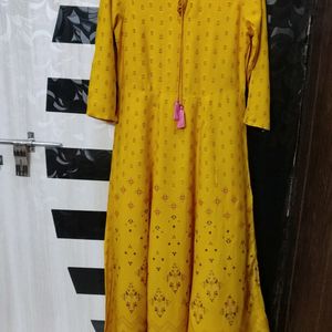 Mustard color A Line Kurti