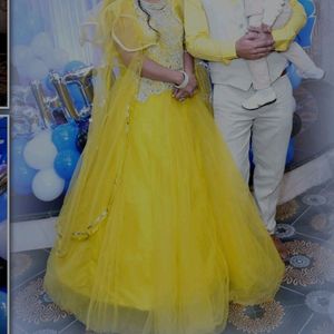 Yellow Ball Gown With Heavy Real Mirror Work